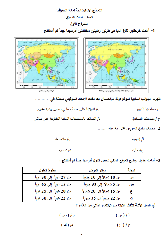النماذج الاسترشادية جغرافيا